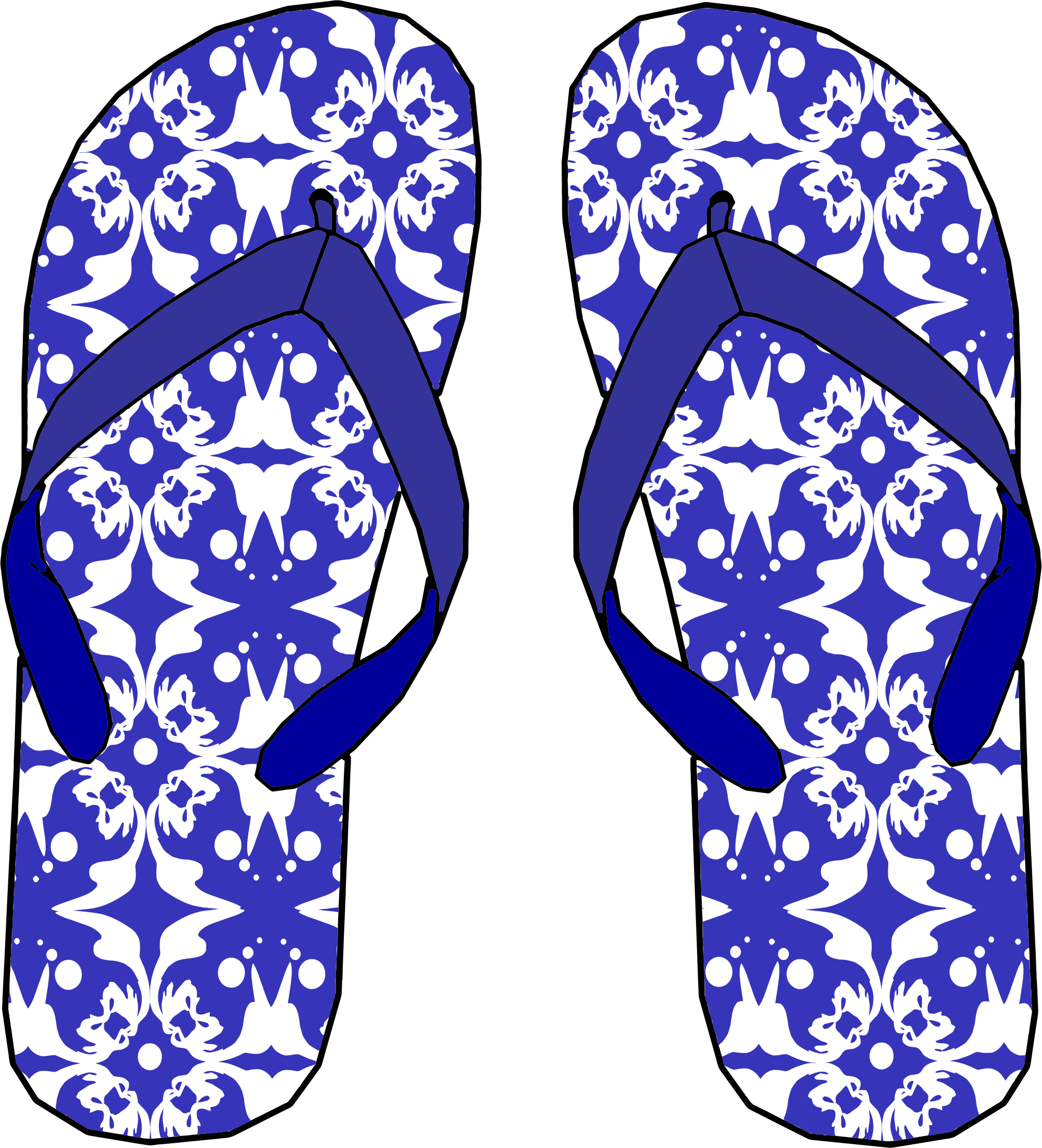 Blue Pattern Jandals (OpenClipArt)